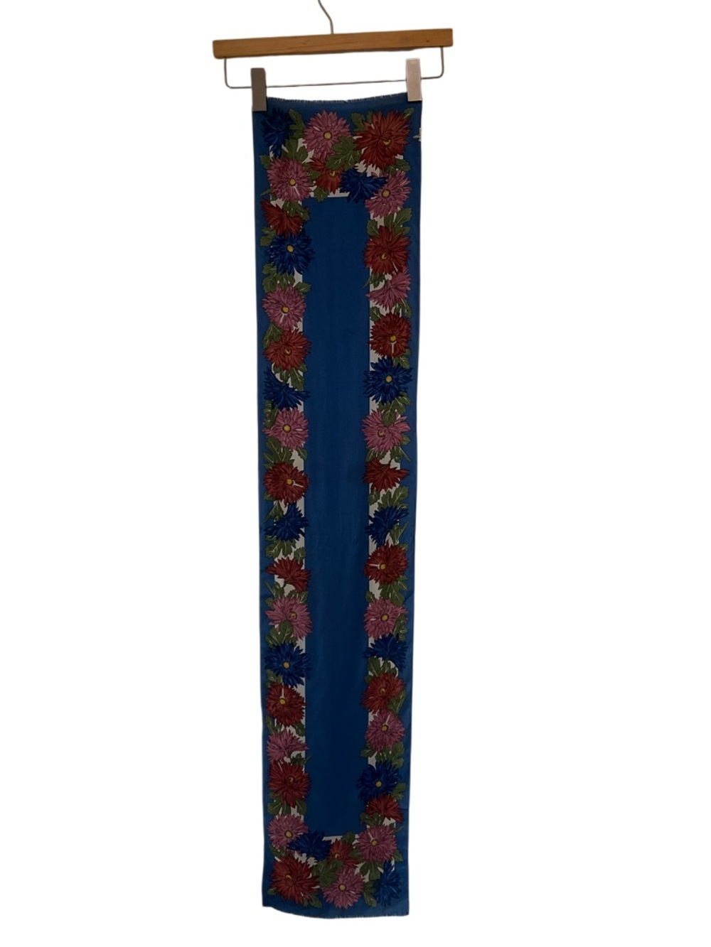 Vintage Oscar de la Renta Silk Floral Oblong Scarf Made in Japan Signed - Picture 4 of 9